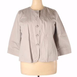 Coldwater Creek 1X (18) tan 100% cotton crop 3/4‎ sleeve swing retro coat
